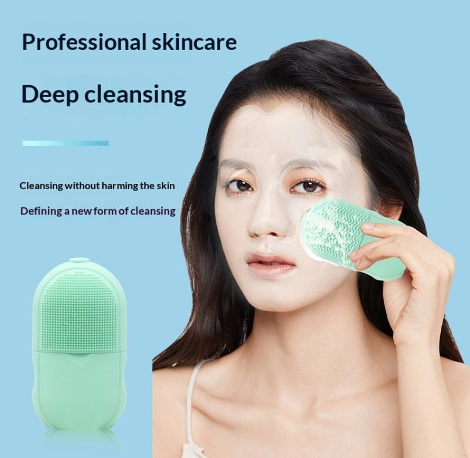 Silicone Facial Cleansing Ice Roller Tray & 2-in-1 Face Massager Mold image