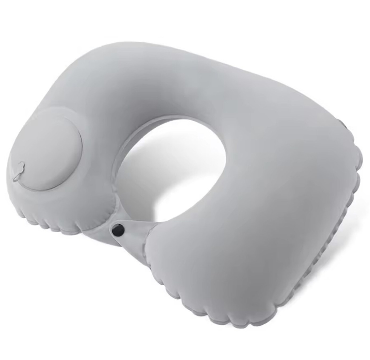Inflatable Travel Neck Pillow with Built-in Pump & Soft Velvet Cover for SGR, Flight & Bus Travel - Ergonomic Portable Neck Support image