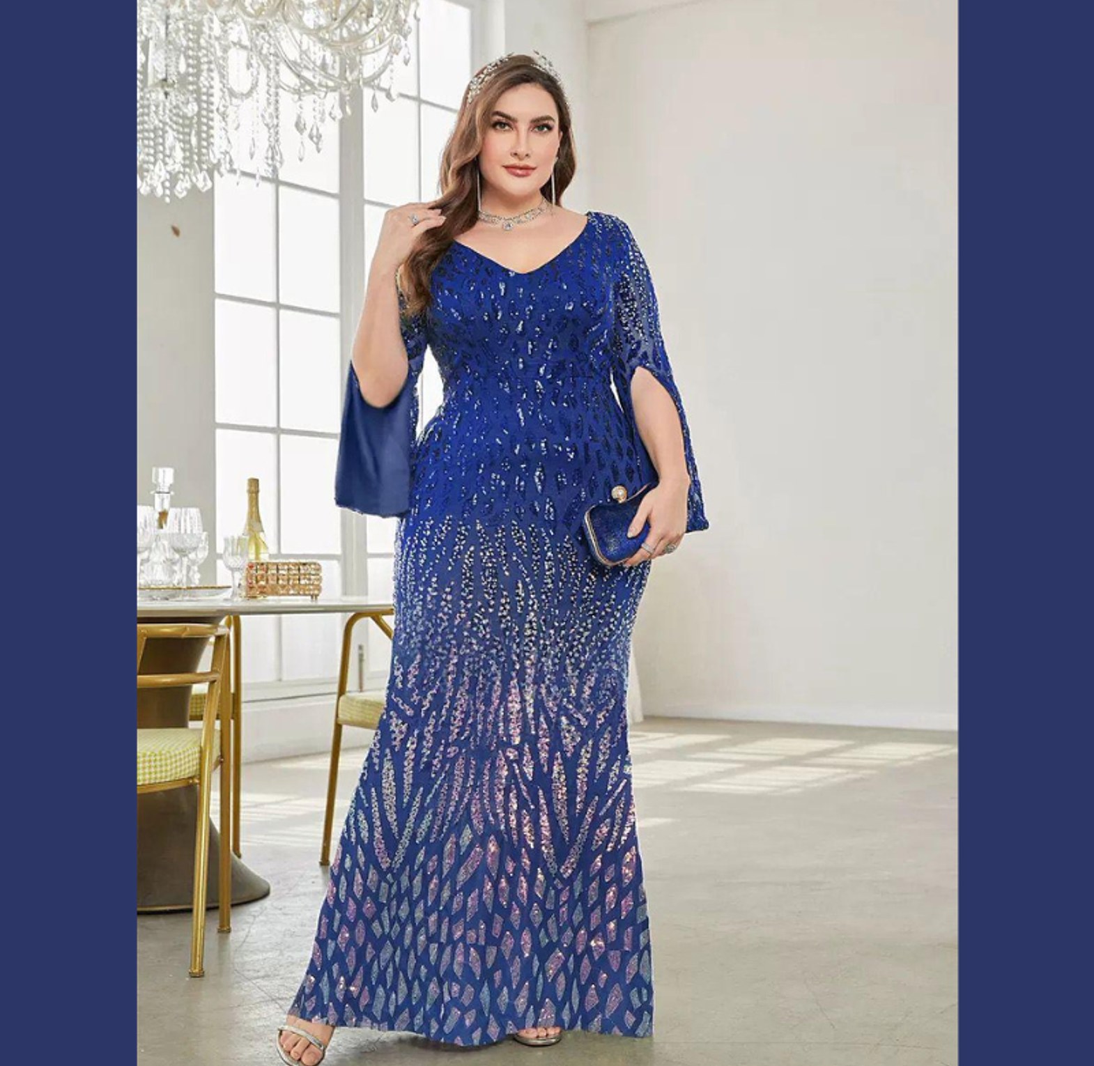 Monarch Sequin Cascade Mermaid Gown image
