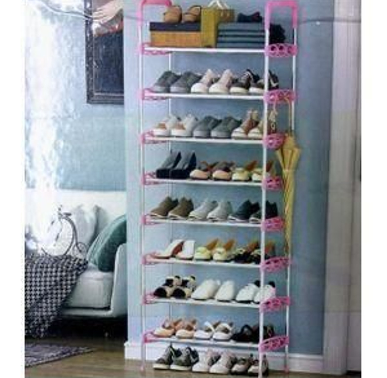 SHOE RACK. HEAVY DUTY 8 Layer Shoe Rack. Material PP And Stainless Steel Size 60*26*150 Cm Easy To Assemble And Disassemble image