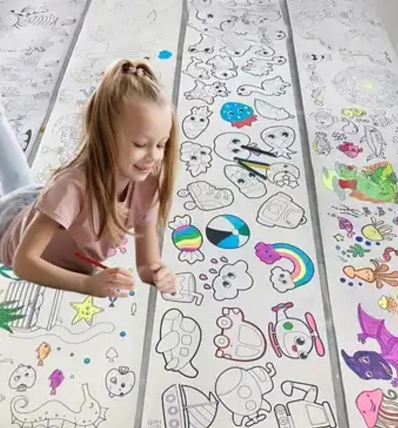 3-Meter Kids DIY Coloring Roll Paper, Creative Art & Craft Educational Toy for Toddlers & Preschoolers image