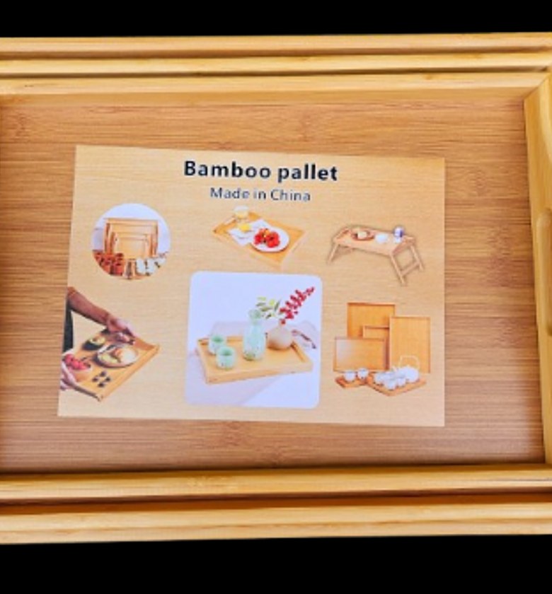 Serving Tray. 3Pc Bamboo Serving Trays Set Food Tray Breakfast Tray image