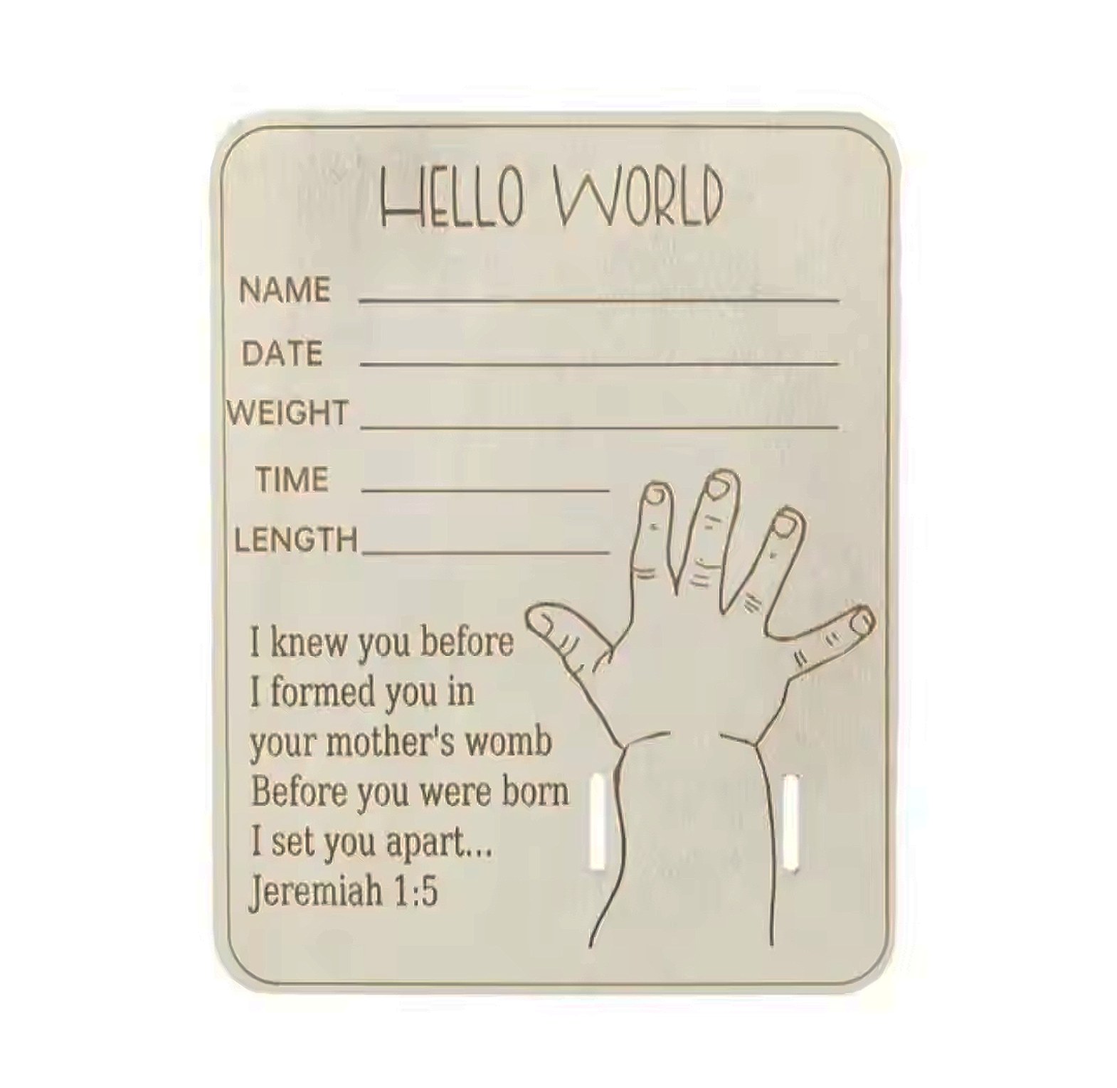Hello World Birth Detail Plaque image