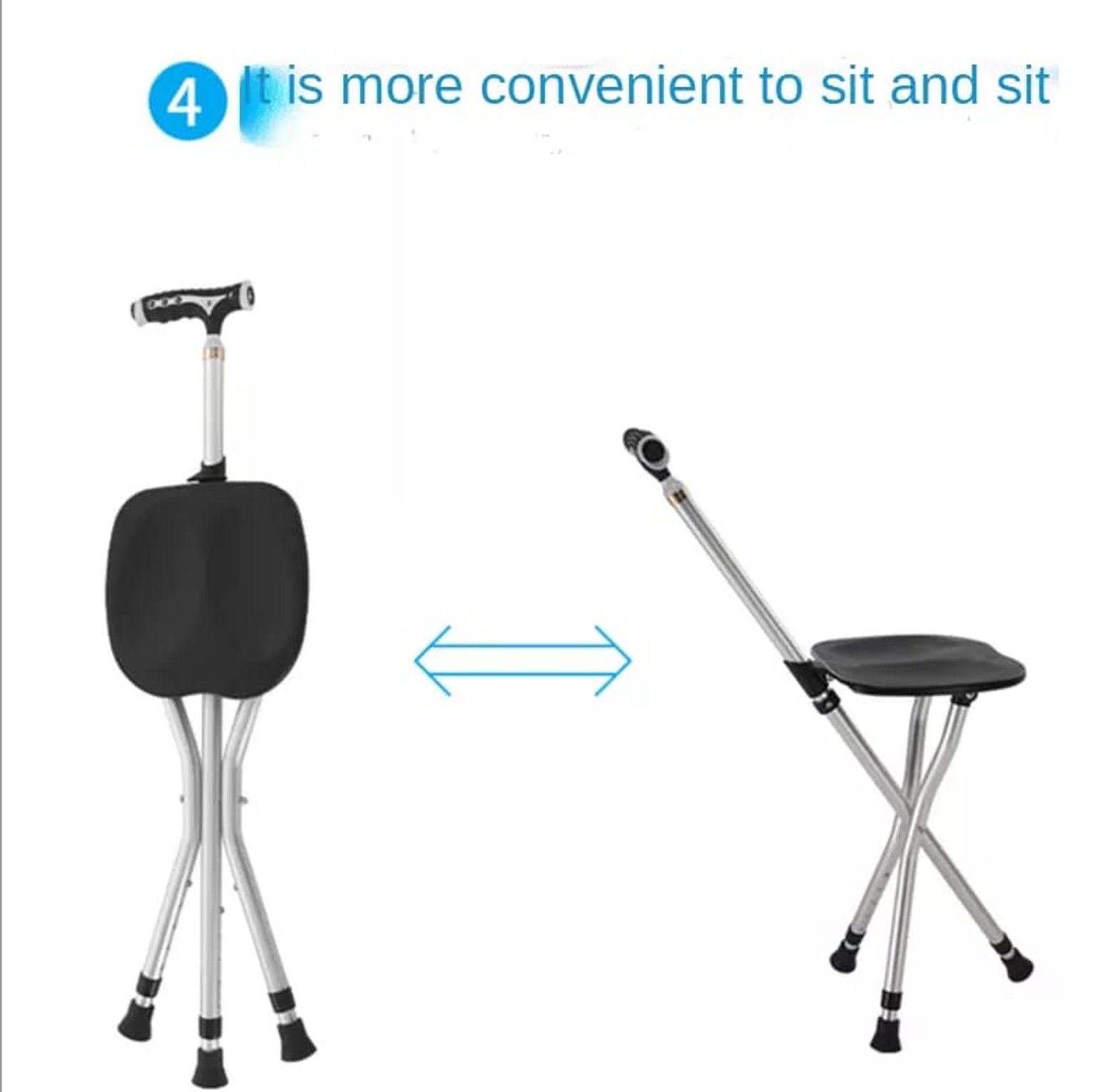 2-in-1 Elderly Walking Stick with Stool image