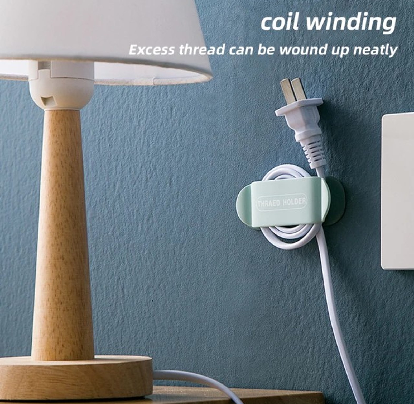 4pc Self-Adhesive Cable Organizer Wall Hook Plug Holder Set image