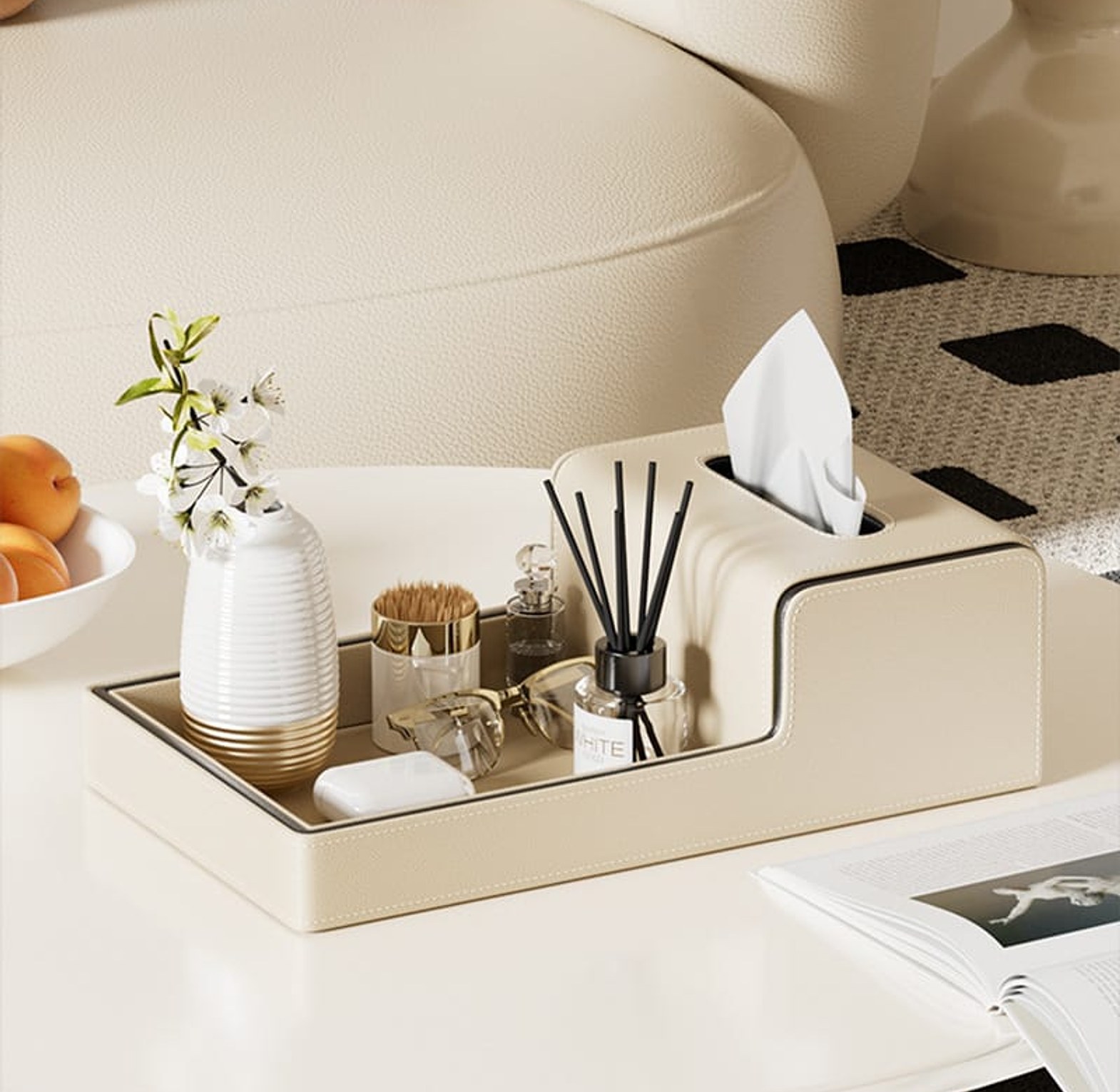 Luxury Leather Tissue Box Organizer image