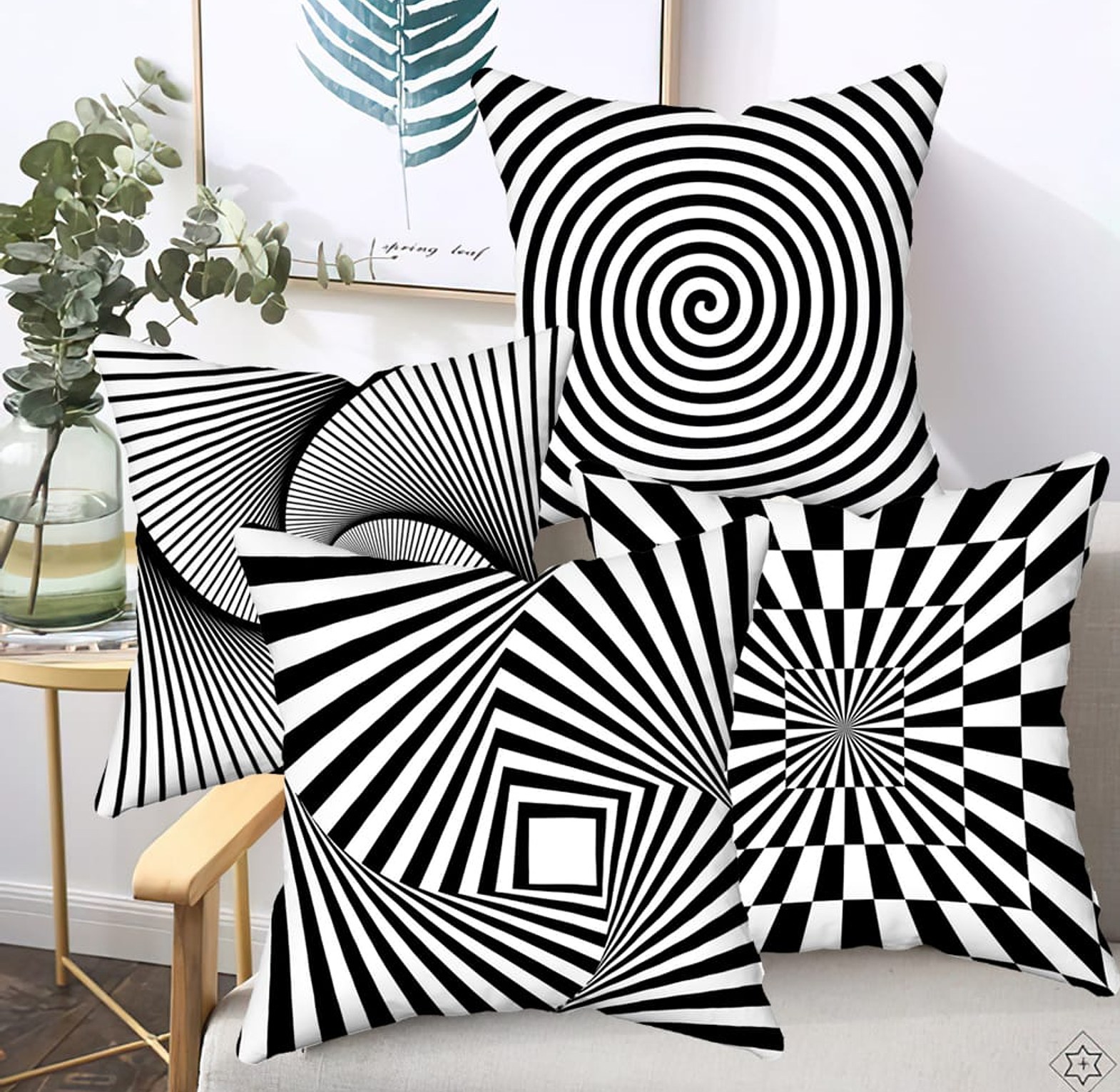 2 Pcs 45X45CM Geometric Contrast Color Print Pillowcase image