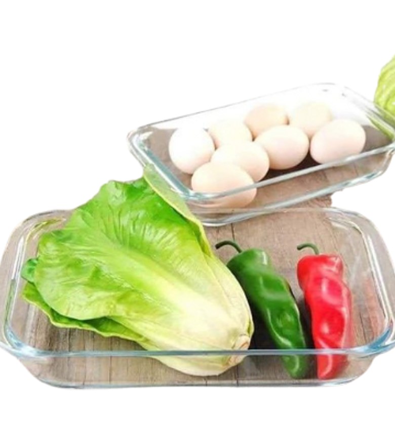 2 Pieces Glass Set Of Rectangular Baking Trays/Pans image