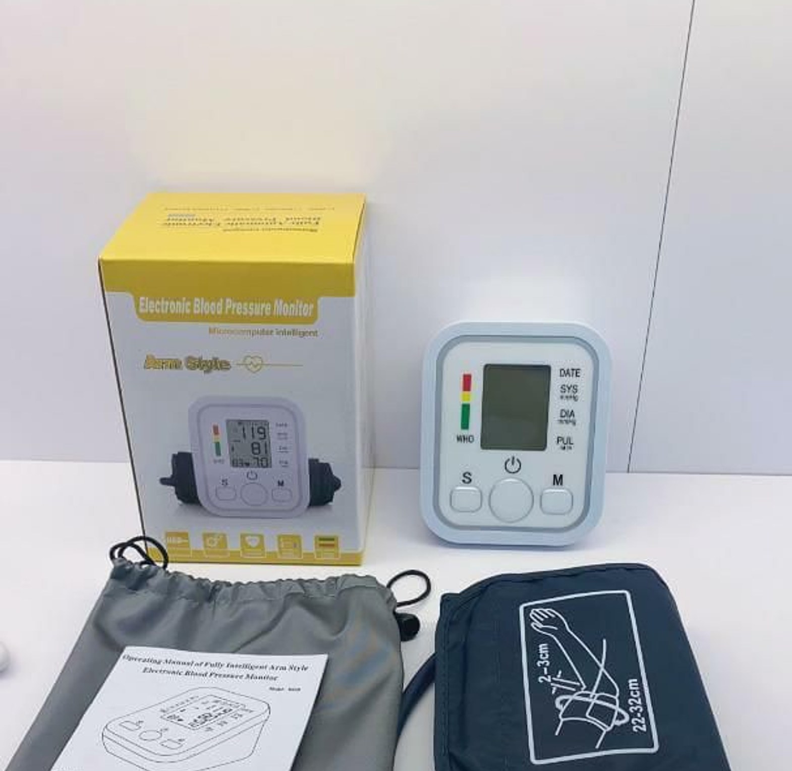 Electronic Digital Arm BP Blood Pressure Monitor Machine Heartbeat Pulse Meter Test Sphygmomanometer + USB cable image