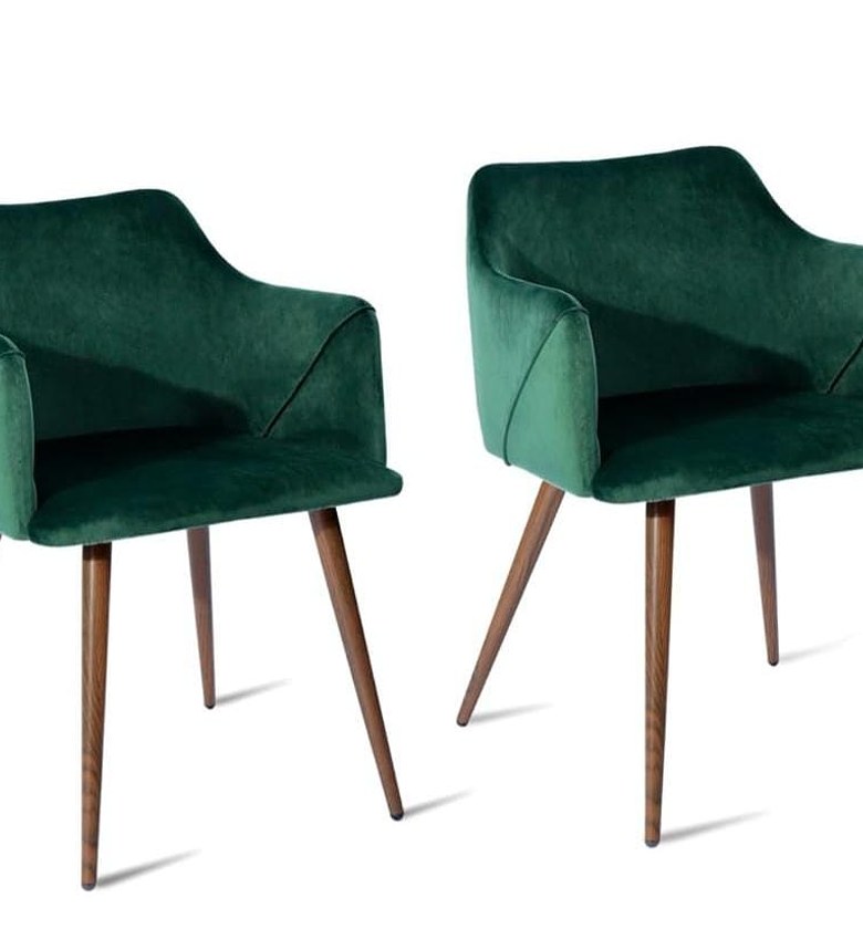 Modern Velvet Dining Chair with Wooden Legs image