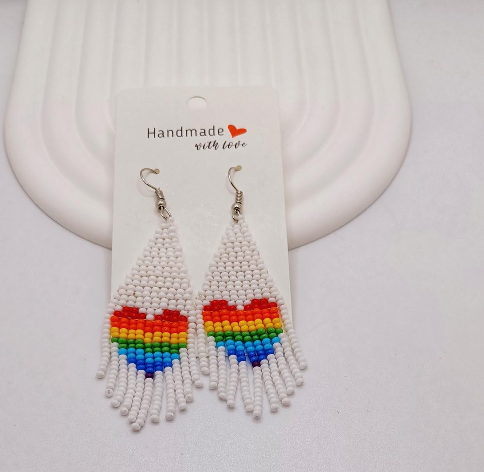 Stylish rainbow love shaped beads Earrings image