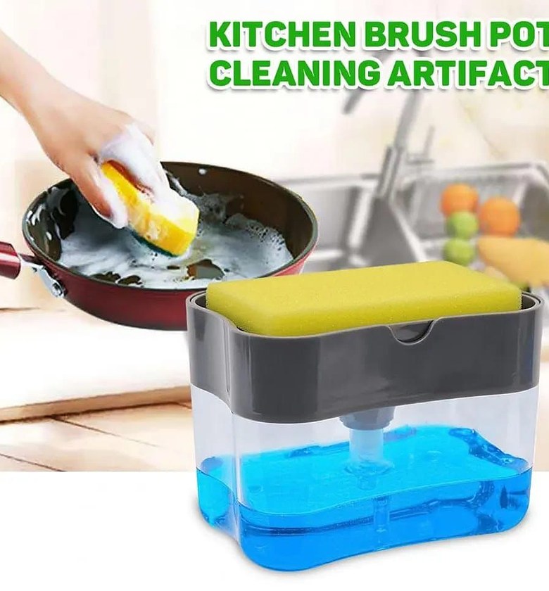 2-in-1 Soap Pump & Dispenser with Built-in Sponge Holder image