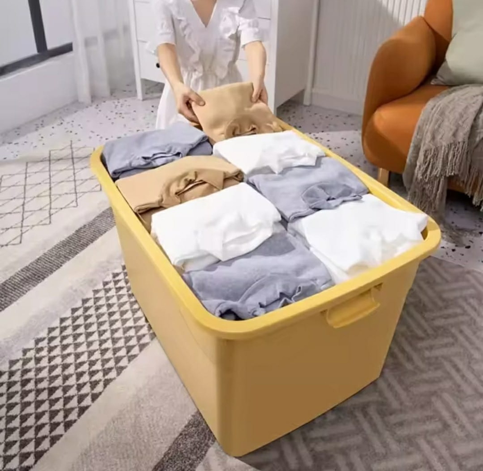 Premium 70L Plastic Storage Box with Lid, Stackable Home Organizer Container image