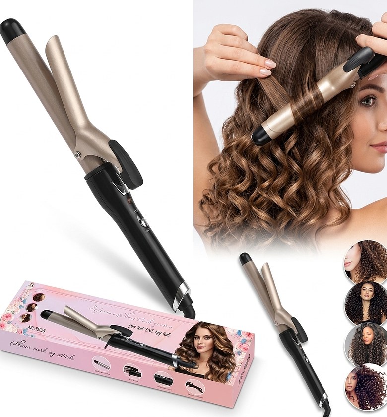 Professional Ceramic Hair Curling Iron Wand XR-8838, Long-Lasting Bouncy Curls & Egg Roll Waves image
