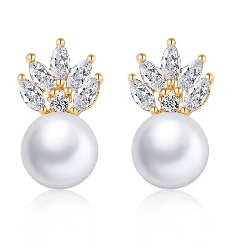 Botanical Pave Pearl Dangles image