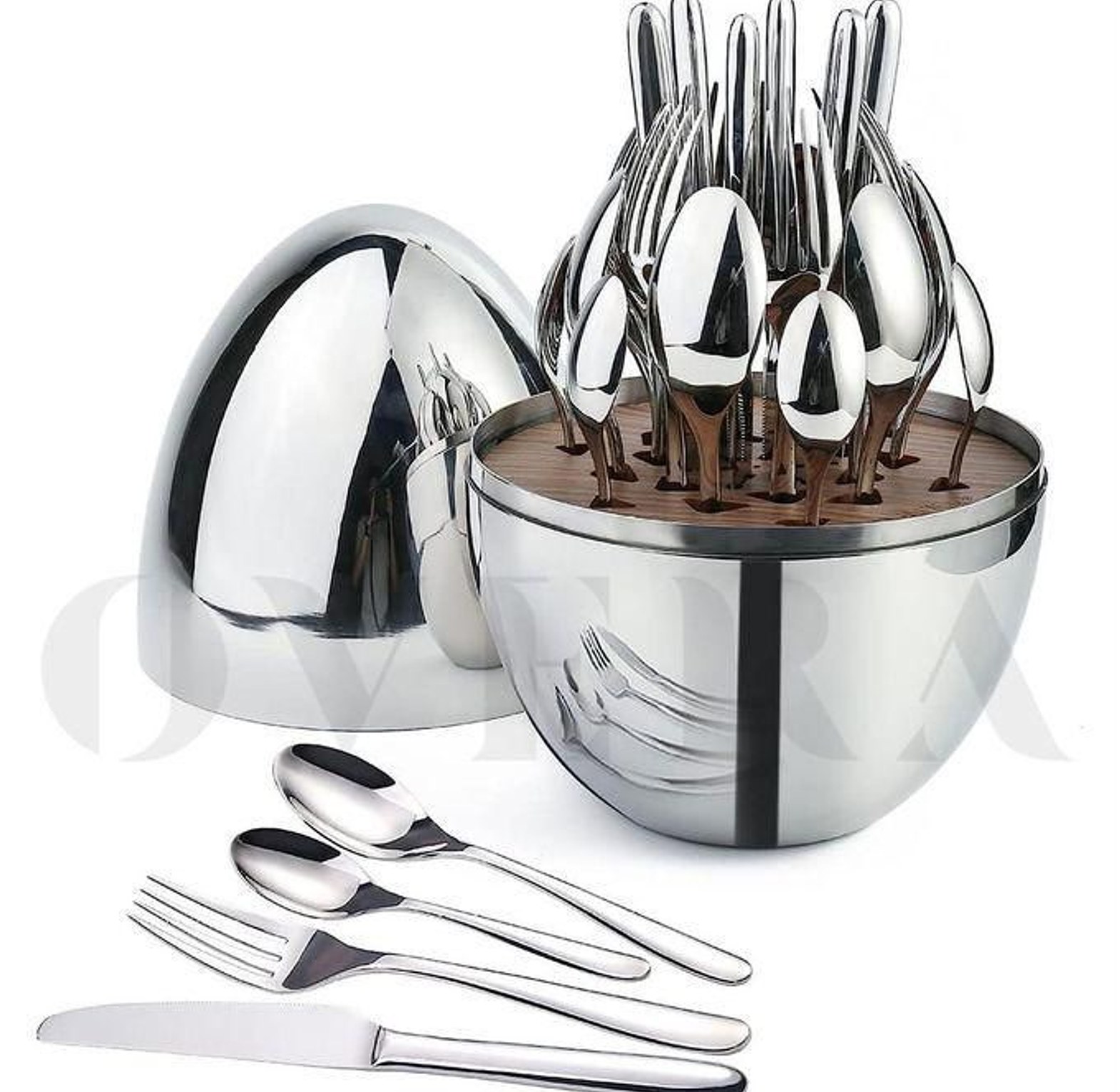 24-Piece Cutlery Set with Egg-Shaped Organizer image
