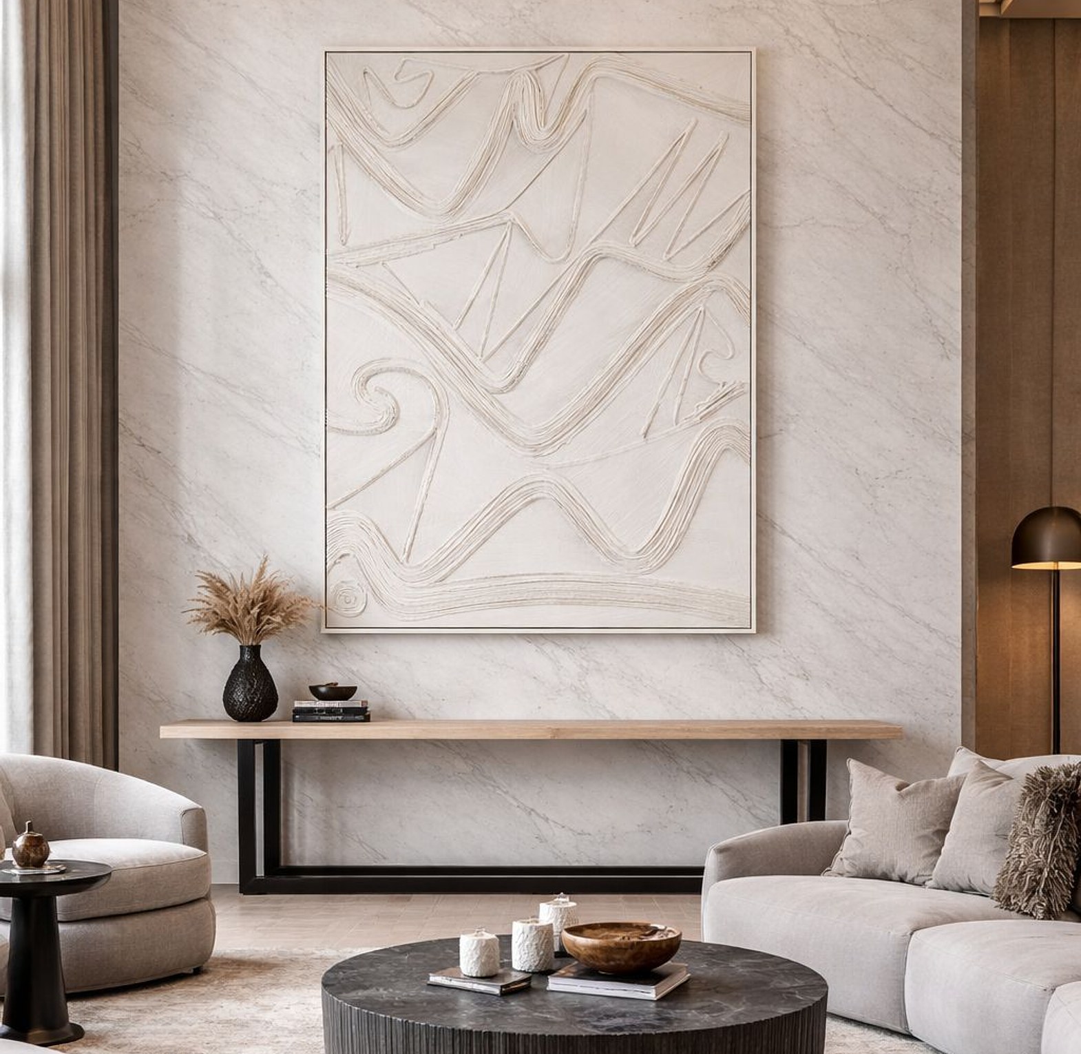 Modern Geometric Textured Sculptural Wall Art Panel image