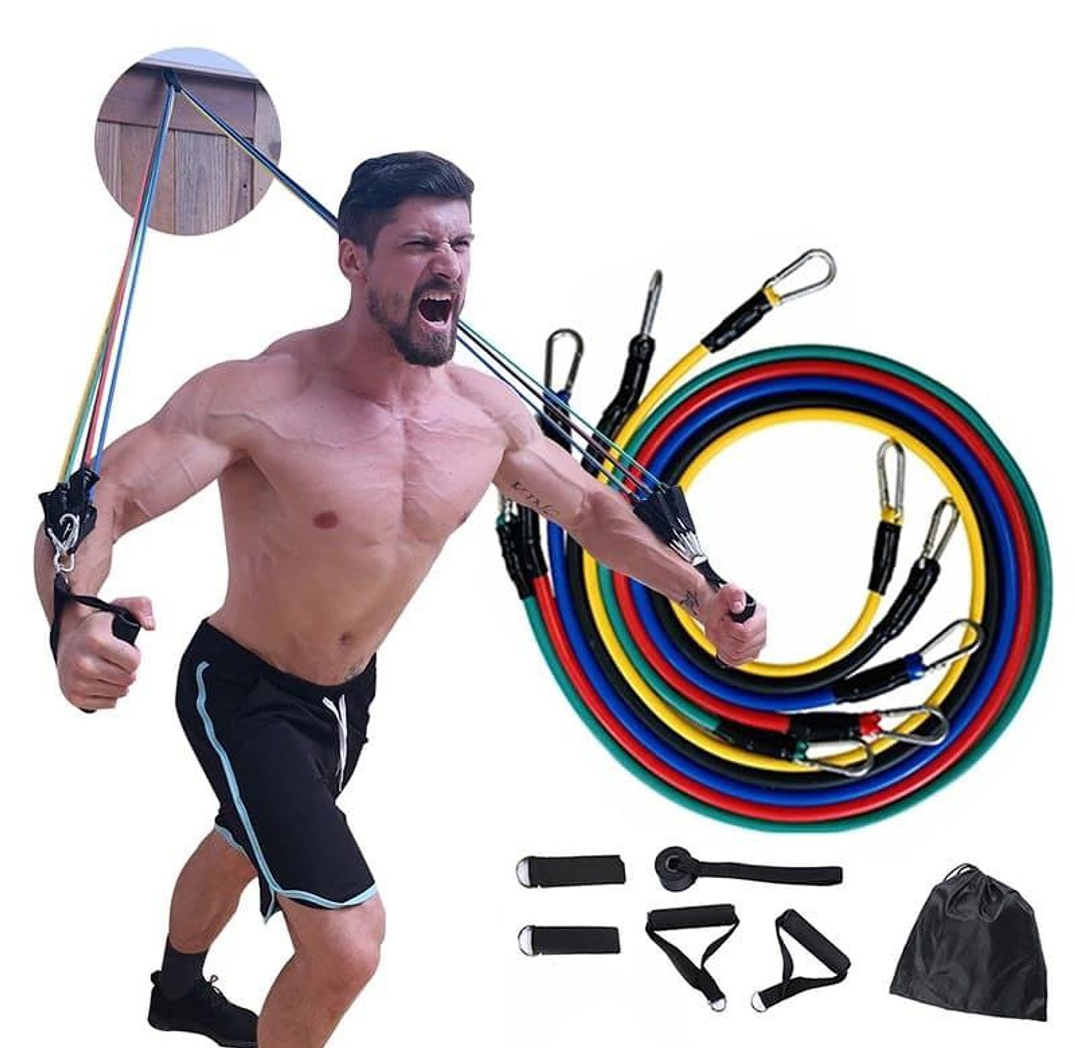 Multi Function 11 Pieces / Set Of Rope Fitness Resistance Band Crossfit Latex Tube Pedal Athlete Body Training Exercise Yoga image