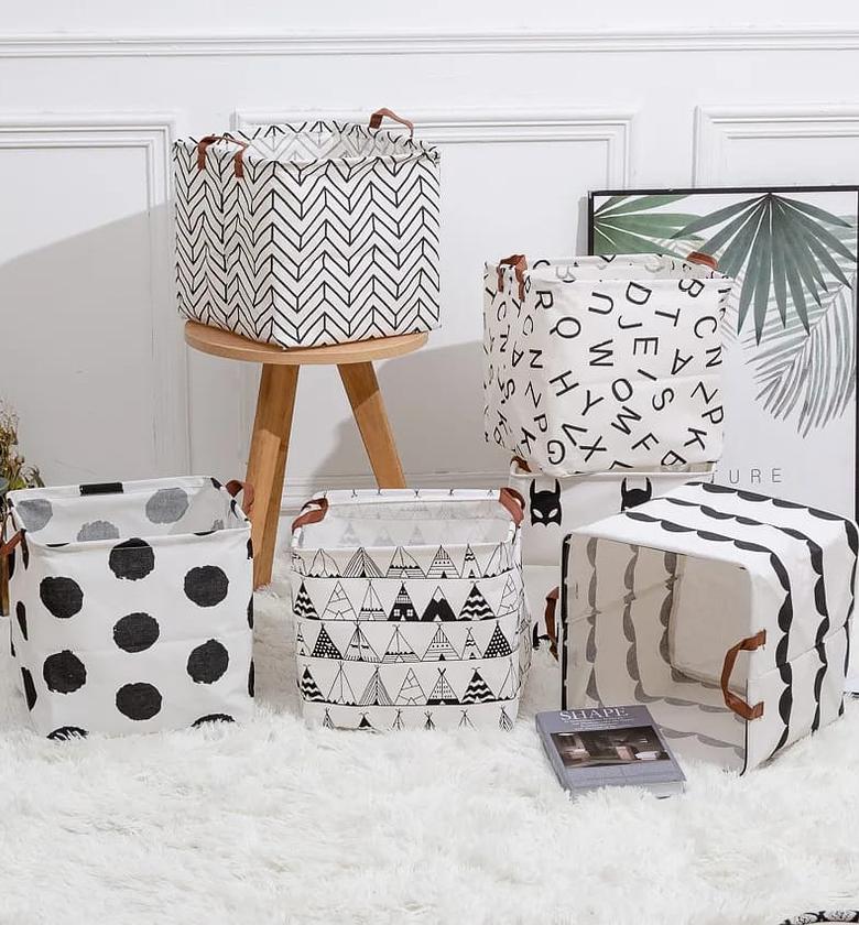 Foldable Cotton & Linen Laundry Basket 1PCS image