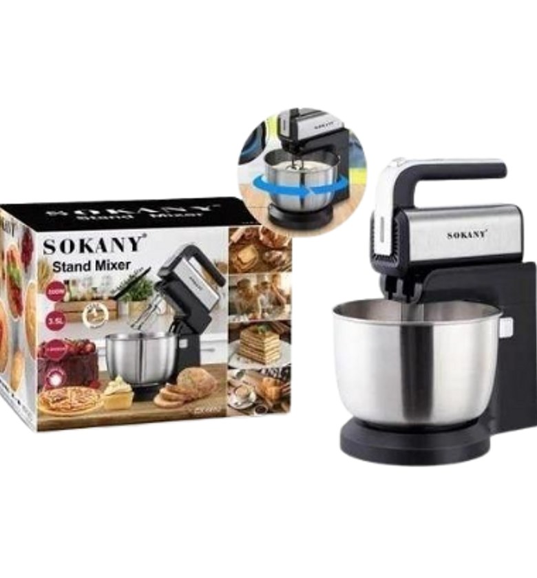 Stand Mixer.  Sokany Quality Kitchen Stand Mixer With Stainless Steel 3.5L Bowl Egg Whisk, Dough Hook, Flat Beater image