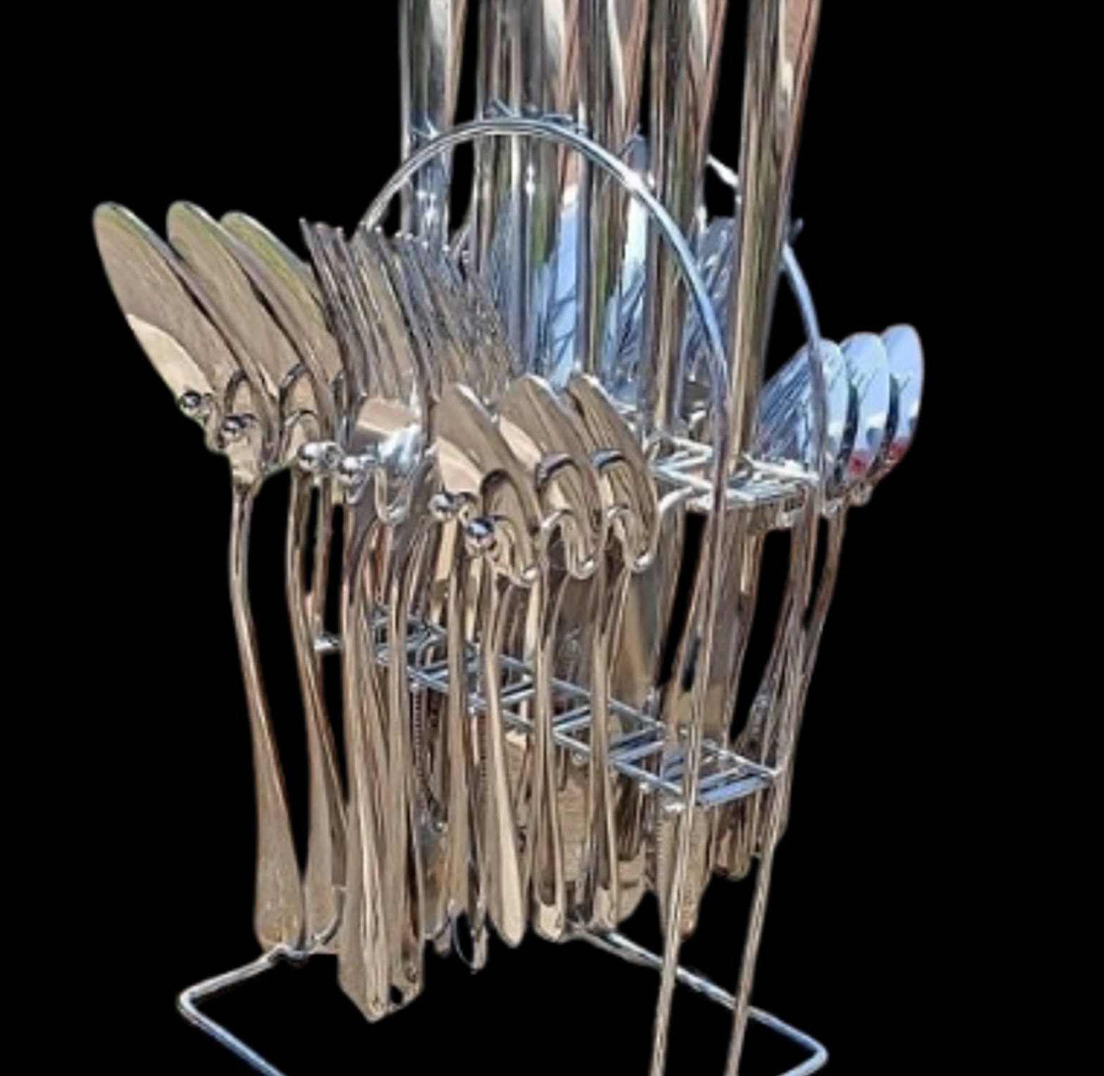 24 Pcs Cutlery Set With Stainless Steel, With Stand - Silver image