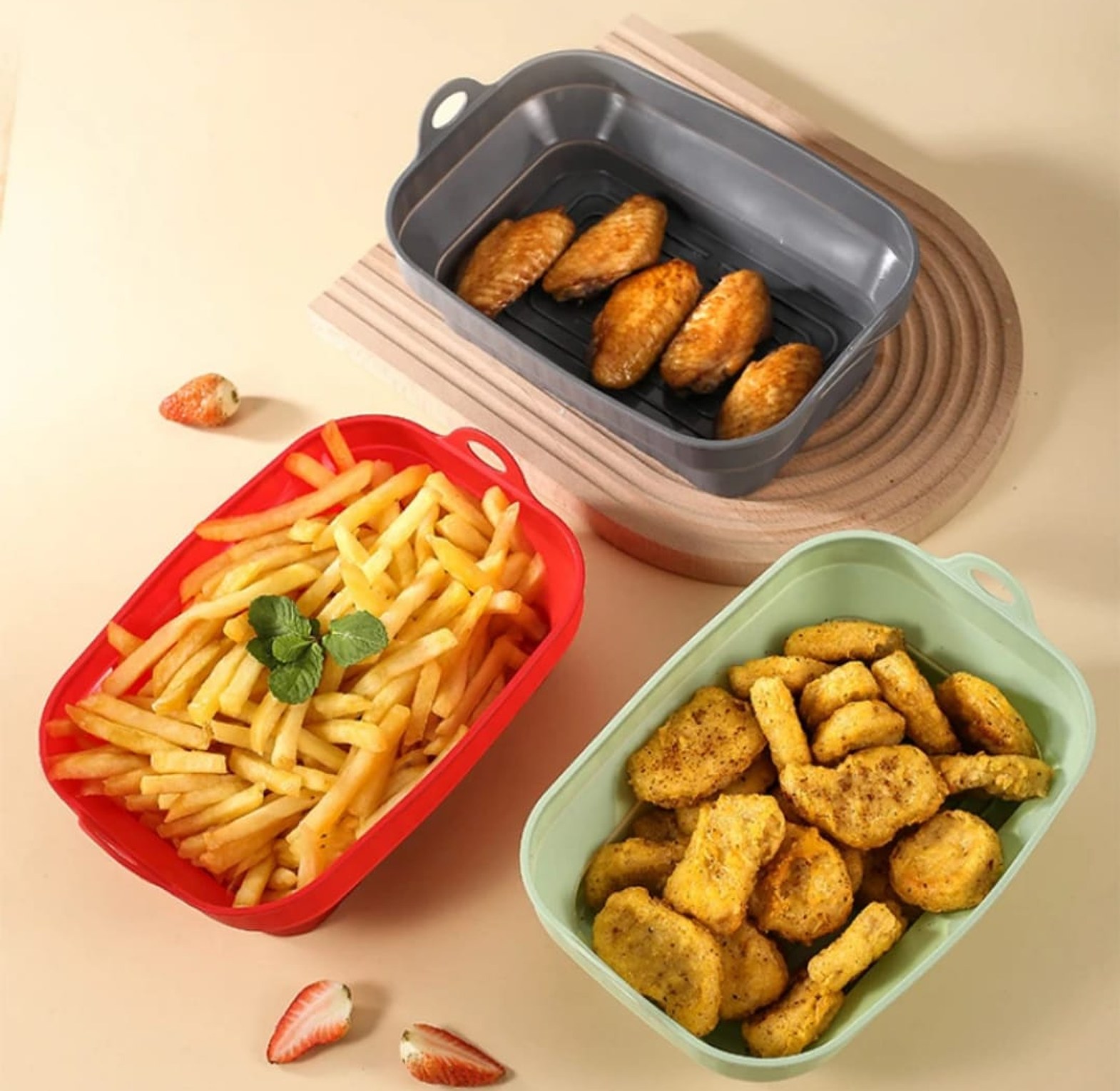 Premium Rectangular Silicone Air Fryer Liner and Reusable Baking Basket image