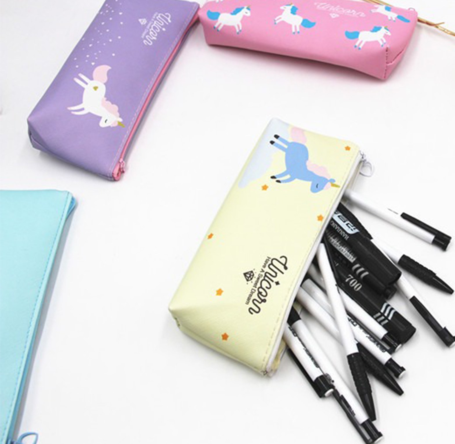 Unicorn Pencil Case & Makeup Zipper Pouch Organizer - Water-Resistant Stationery Bag for School & Travel  image