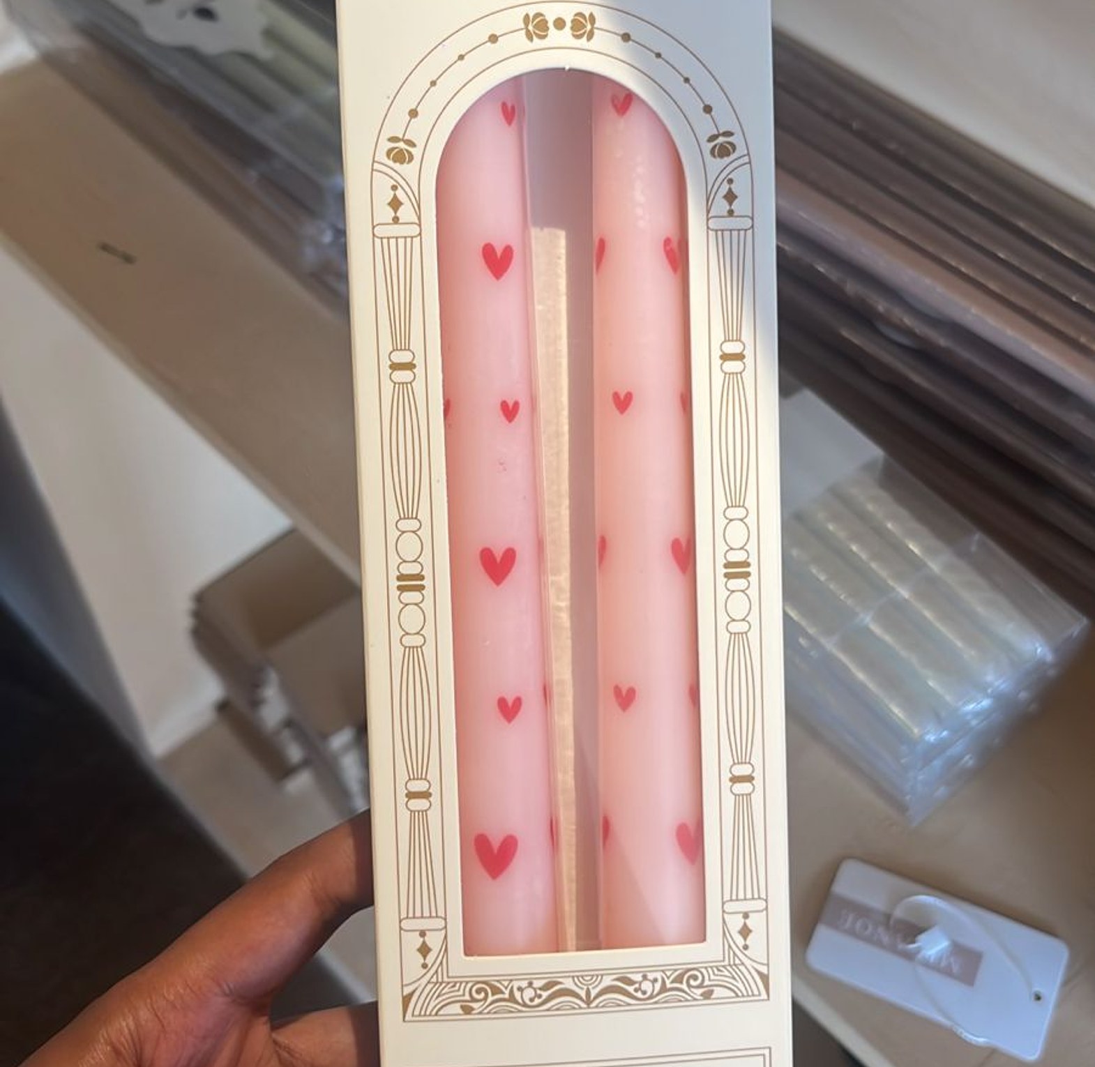 French  heart  printed tapper candle image