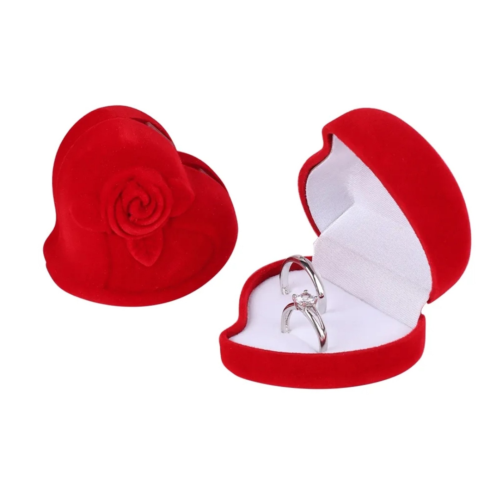 Heart Shaped Velvet Wedding Ring Box  image