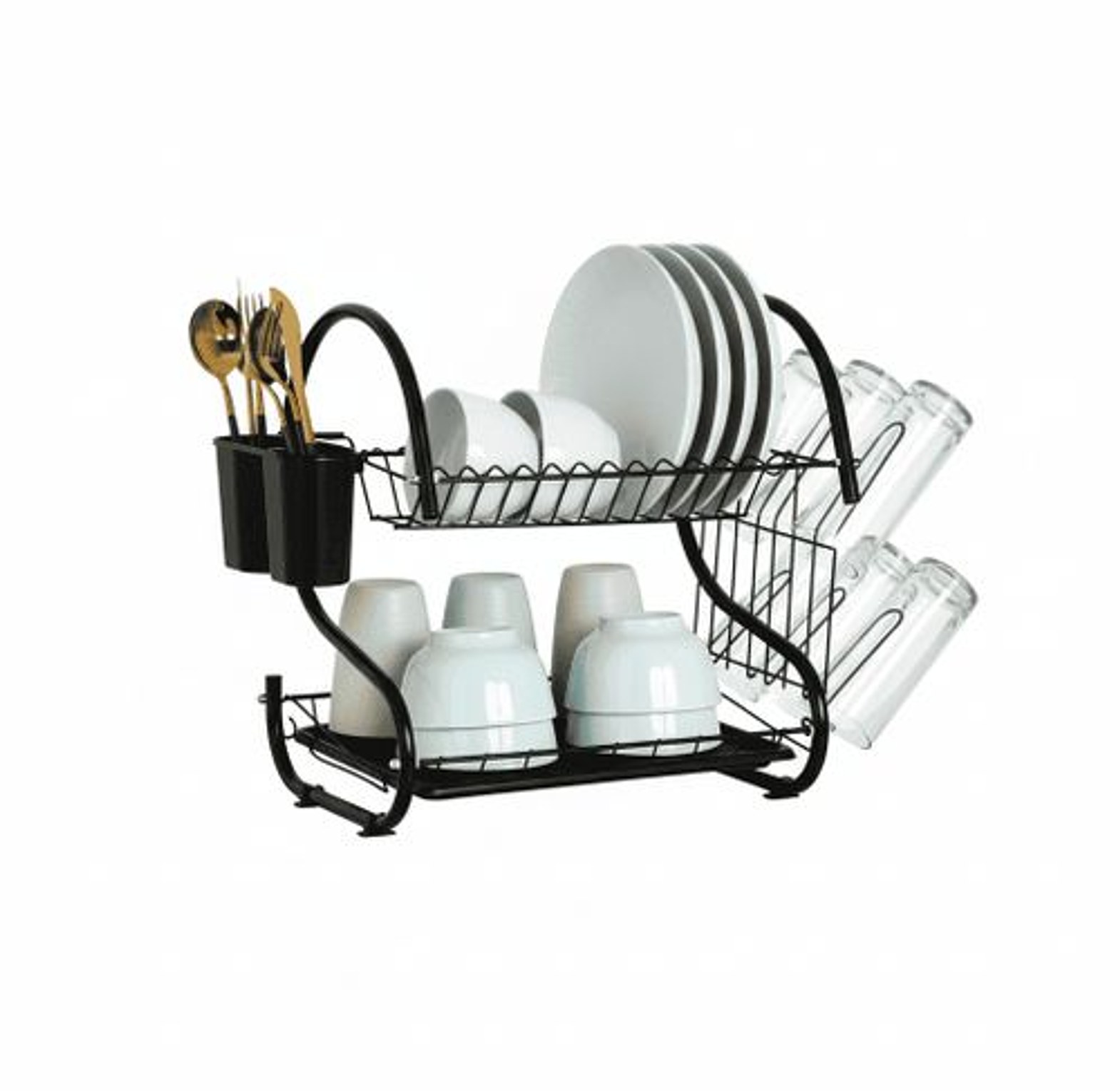 Dish Rack. Rashnik 16" 2 Layer Stainless Dish Drainer image