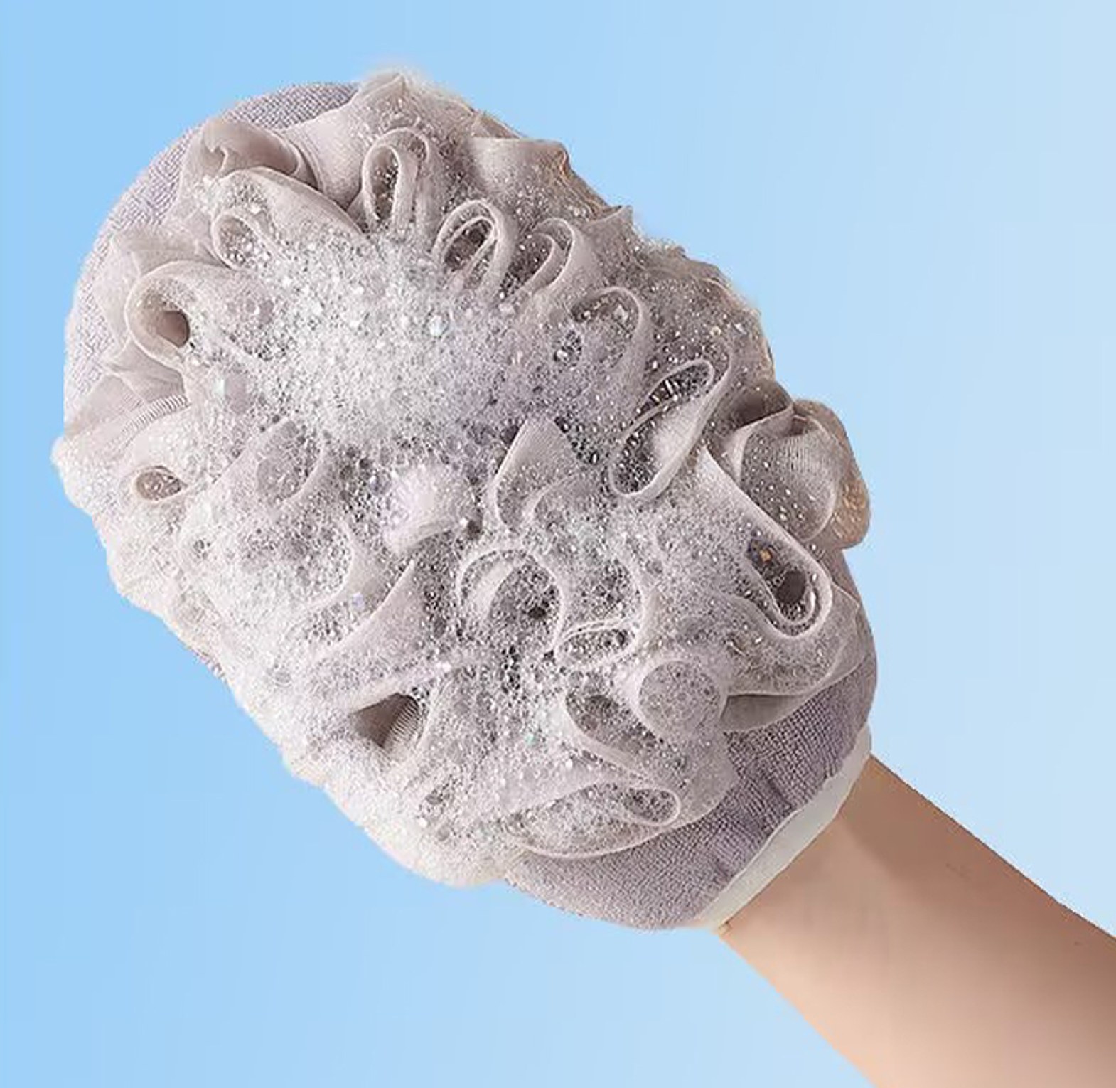 2-in-1 Exfoliating Bath Mitt & Deep Cleansing Shower Glove for Glowing Skin - Durable Body Scrubber & Lather Maker image