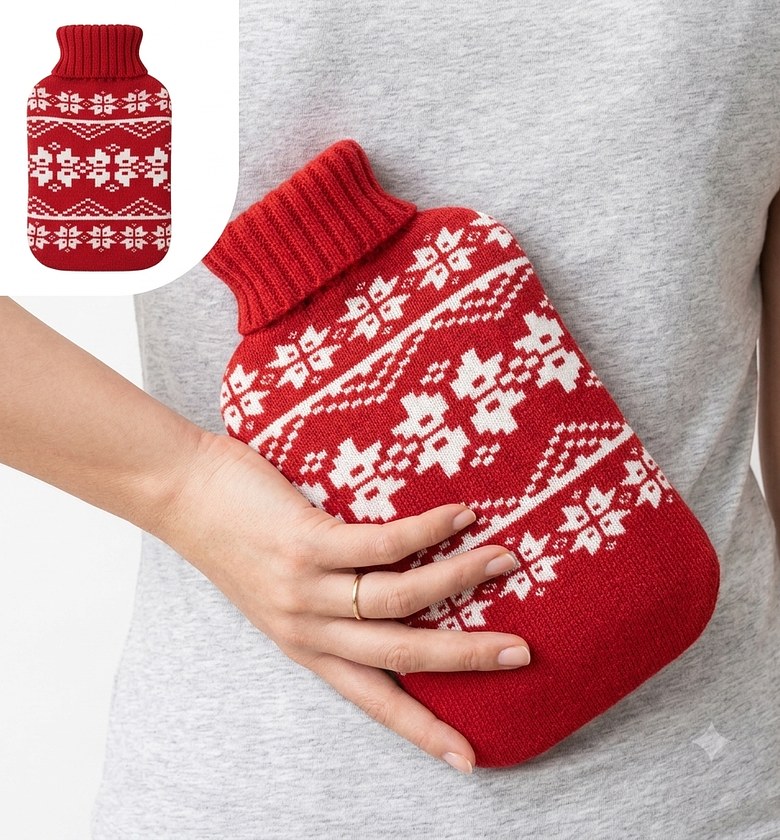 Hot Water Bottle with Removable Knitted Cover - 2L Warm Water Bag image