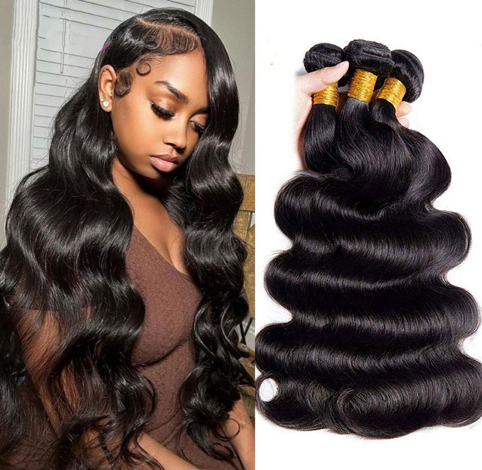 Body Wave human hair weave bundles 18 inches.  image