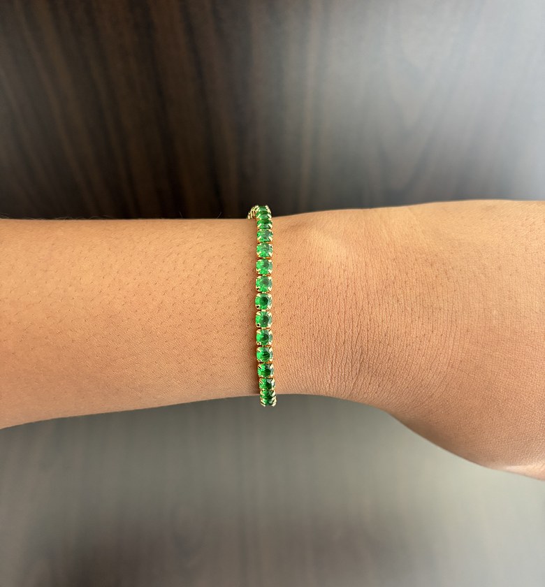 Zinnia Tennis Bracelet (Draw String) - Green image
