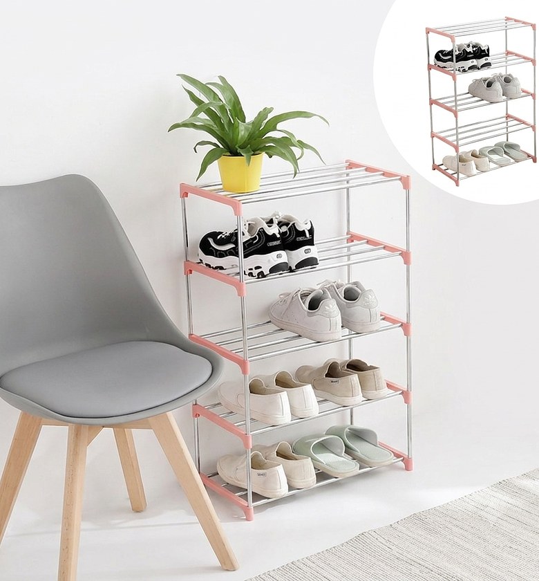 5-Tier Mini Space-Saving Shoe Rack Organizer, Compact Metal Multi-Layer Shoe Stand, Small Home Storage Solutions image