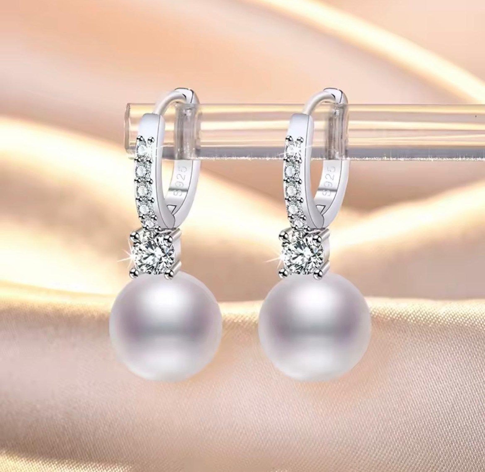 Aura Pearl Drop Hoops image