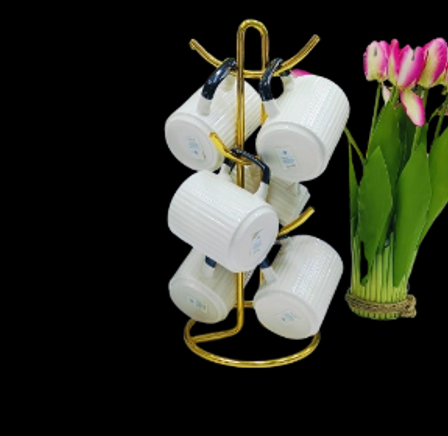  Sundabest 7-Piece Classic Breakfast Set 2l vacuum flask and 6pcs ceramic mugs with a stand.  image