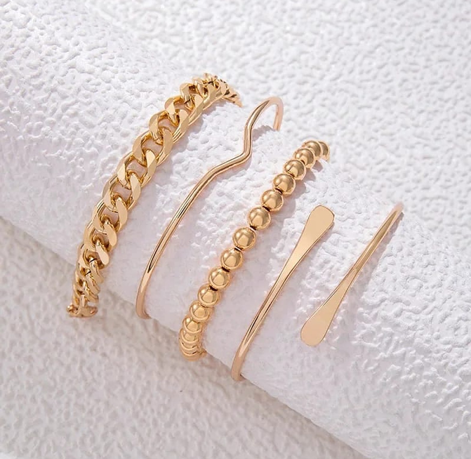4Pcs Punk Curb Cuban Chain Bracelet image