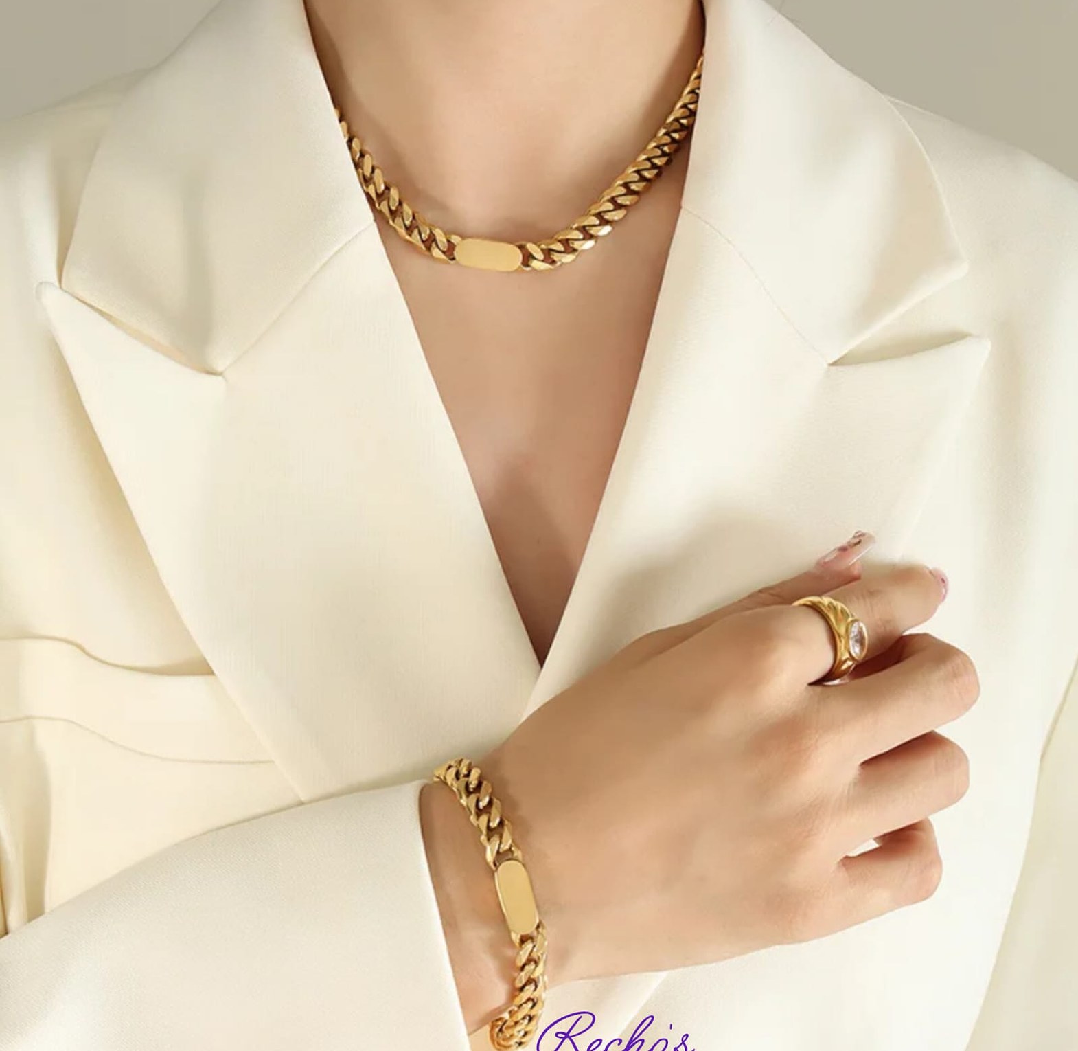 Chain bracelet and necklace set image