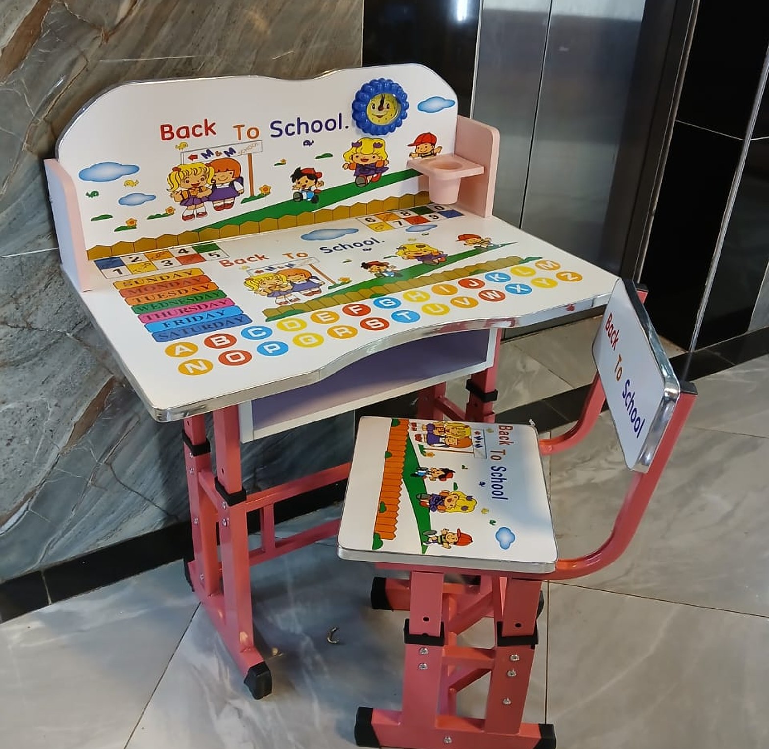 STUDY TABLE. Cartoon Themed Kids Study Table Plus A Chair Mcqueen image
