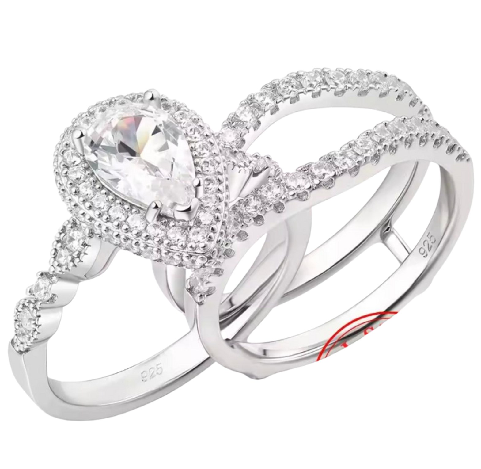 The Pear Halo Bridal Set image