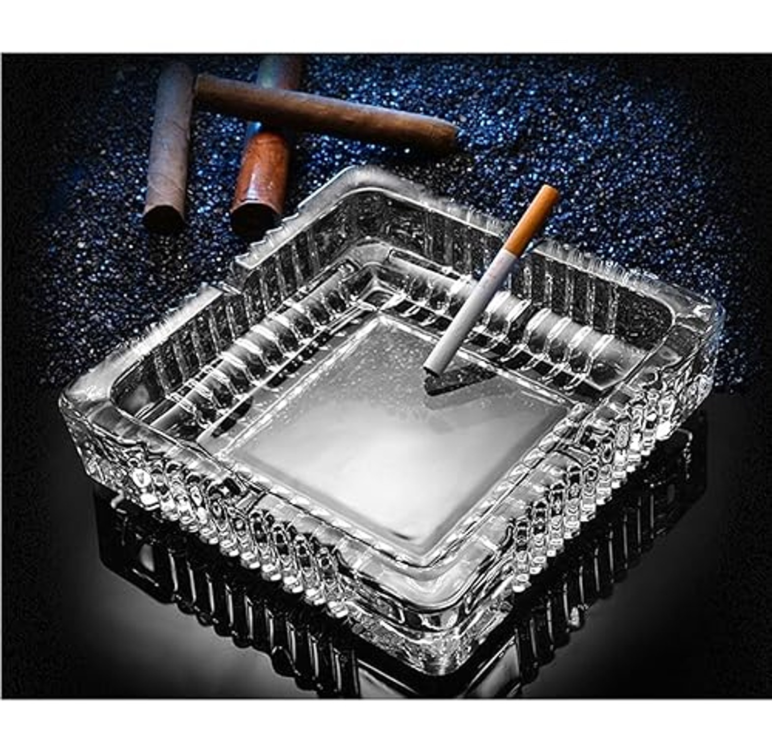 Crystal Glass Cigar Ashtray, Cigarette Ash Tray image