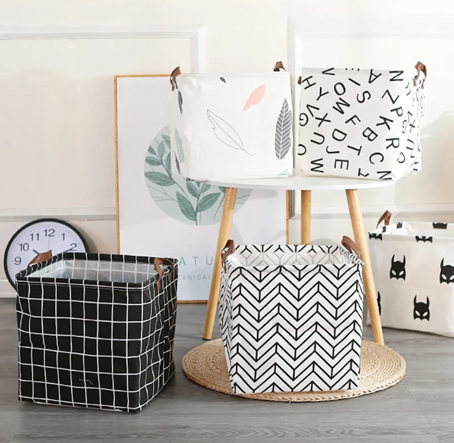 Foldable Cotton & Linen Laundry Basket 1PCS image