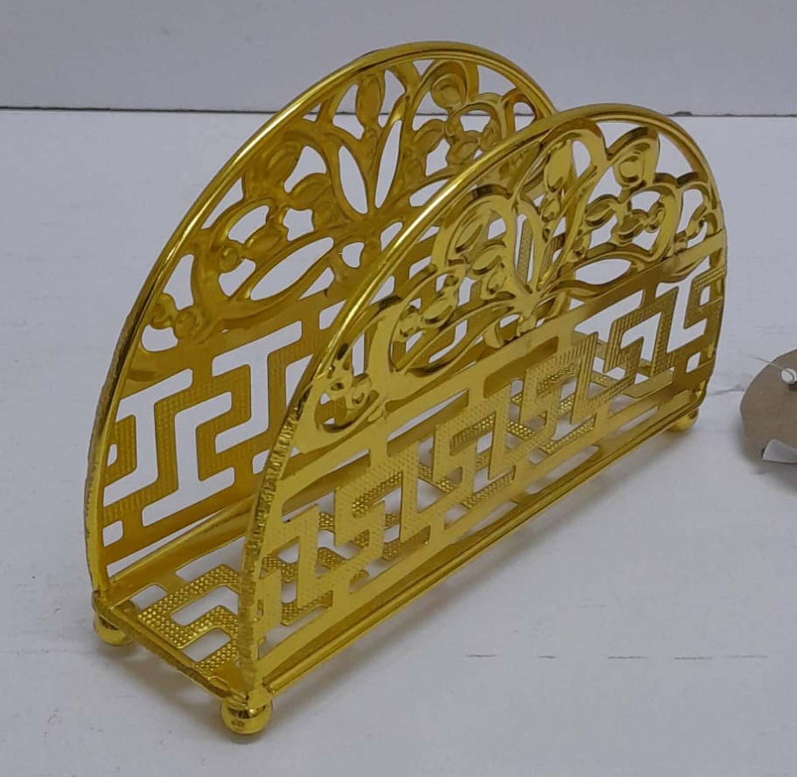 Elegant Gold Metal Napkin Holder, Modern Geometric Dining Table Organizer image