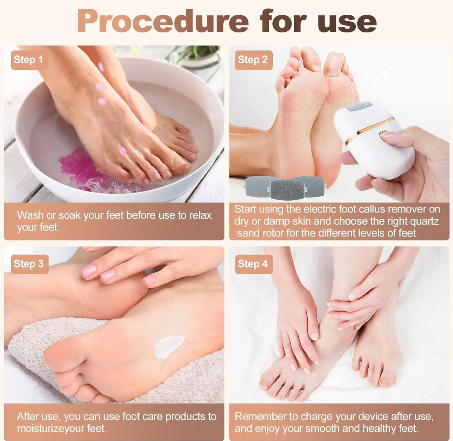 Electronic Pedicure Tool, Rechargeable Foot Callus Remover for Smooth Heels image