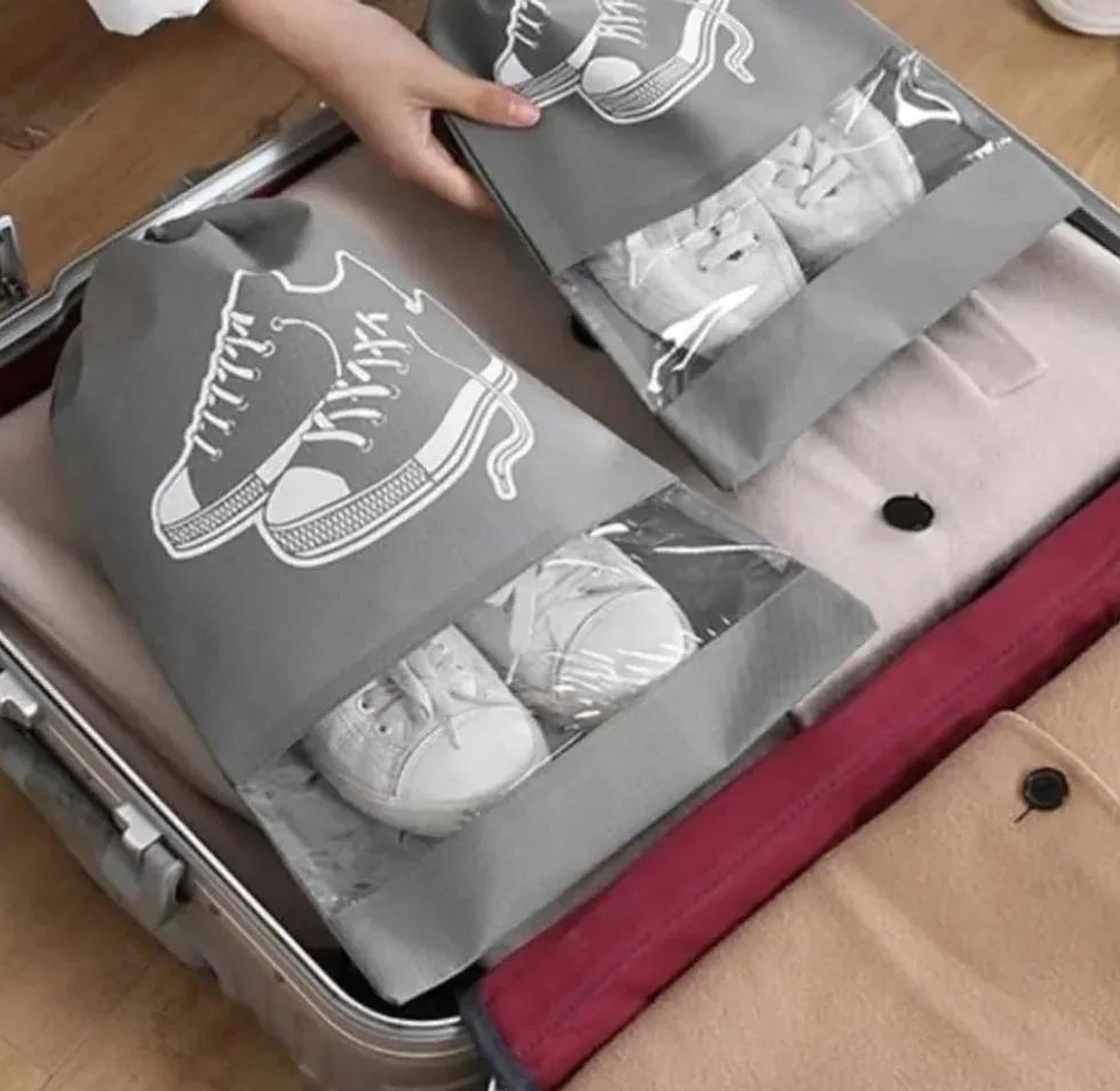 Non woven portable shoe storage bag 3pcs image