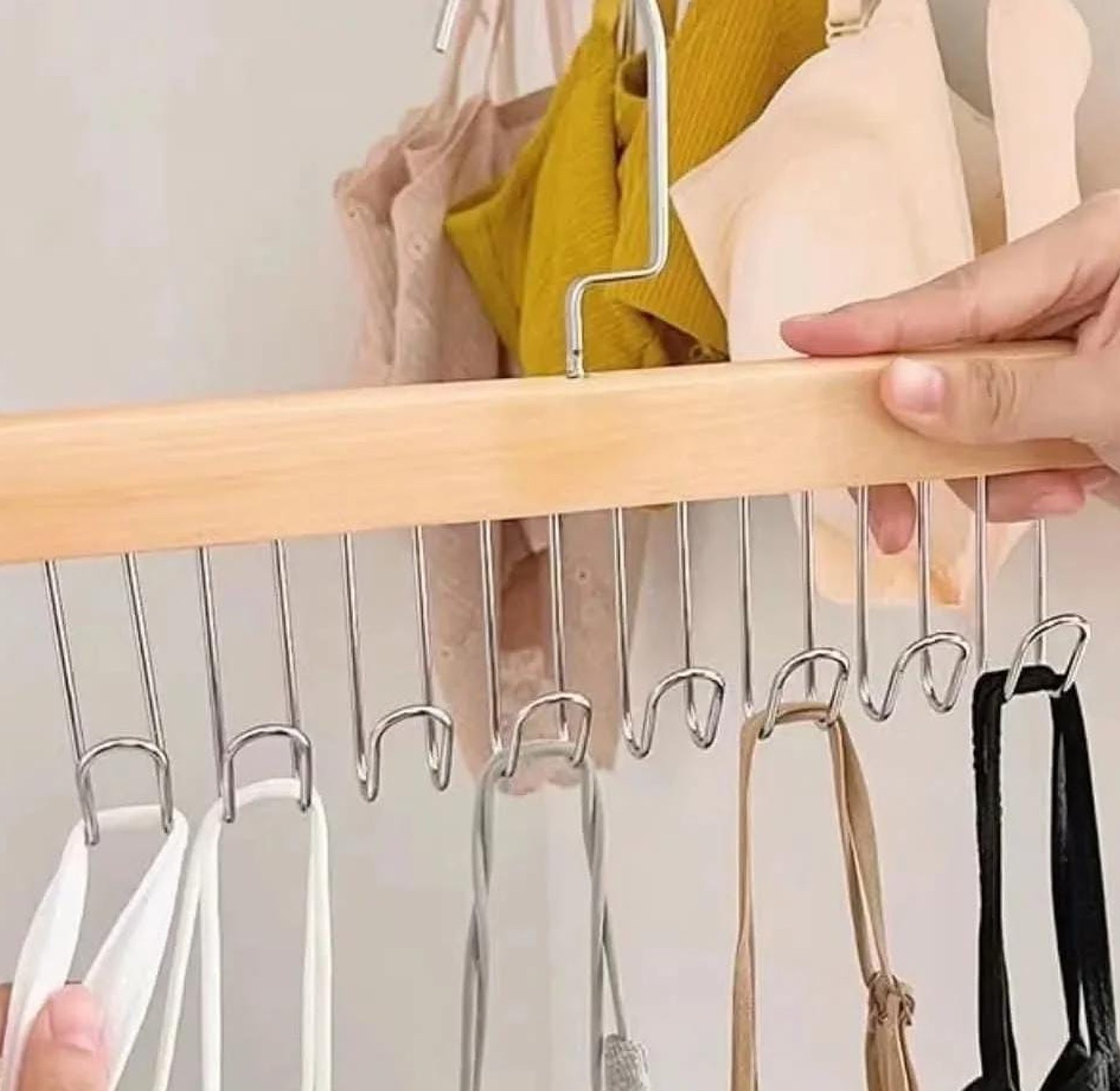 2pcs Wooden plank multipurpose 8 hook hanger image