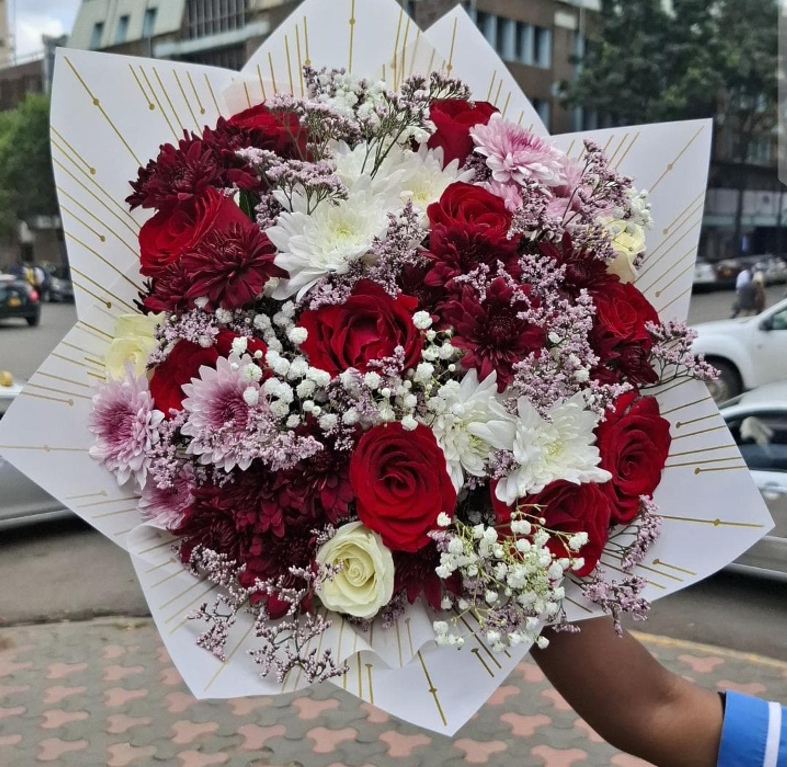 Chrysanthemum & rose flowers loveliness bouquet  image