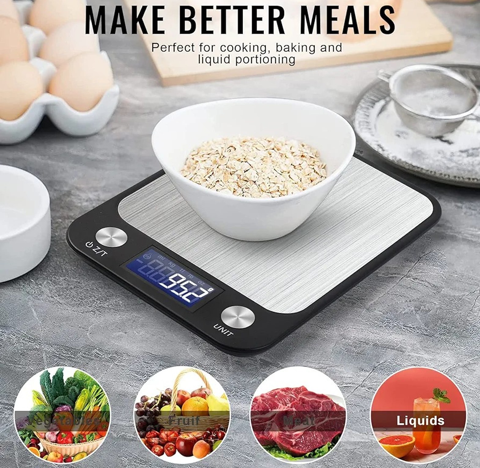 5kg Digital Kitchen Weighing Scale, Digital Kitchen Scale High Precision Food Weight Baking Tool image