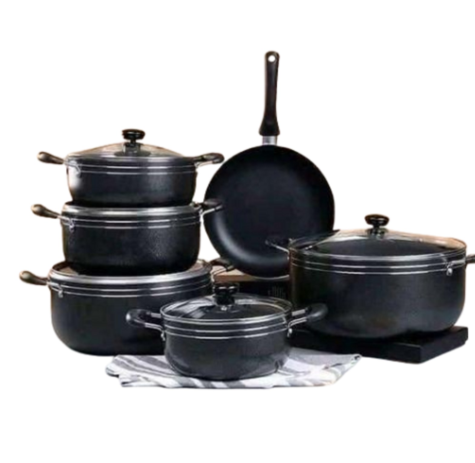 Cookware Set. TC 14 Pieces Nonstick Cookware Heavy Duty Sufuria With glass Lids, pan image